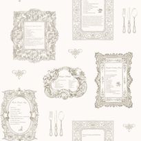 Tapetti Recipes 127629 0,53x10,05 m valkoinen/ruskea non-woven