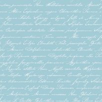 Tapetti Handwriting Latin Flower Names 128037 0,53x10,05 m akvamariini non-woven