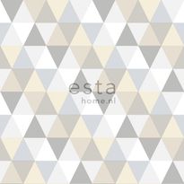 Tapetti Triangles 128707 0,53x10,05 m harmaa, beige, valkoinen
