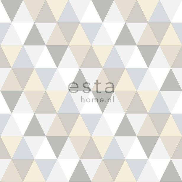 Tapetti Triangles 128707 0,53x10,05 m harmaa, beige, valkoinen