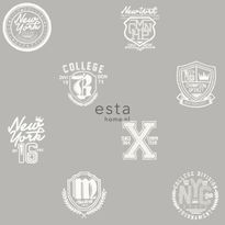 Tapetti Esta College 128804, 0,53x10,05m, harmaa/valkoinen
