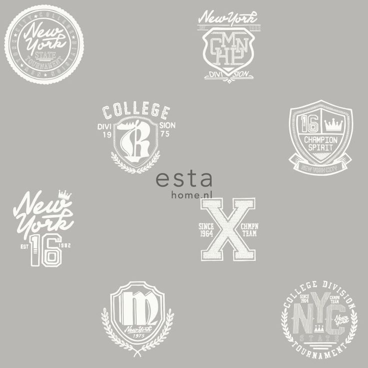 Tapetti Esta College 128804, 0,53x10,05m, harmaa/valkoinen