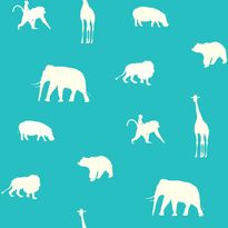 Tapetti Animals 137337 0,53x10,05 m turkoosi non-woven