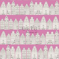 Tapetti Amsterdam Houses 137714 0,53x10,05 m pinkki non-woven