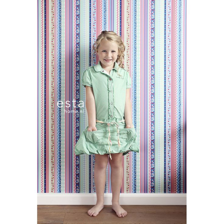 Lastenhuoneen tapetti Ribbons 138140 0,53x10,05 m sininen/pinkki non-woven