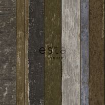 Tapetti Wooden Boards 138254, 0,53x10,05m, tummanruskea/sininen