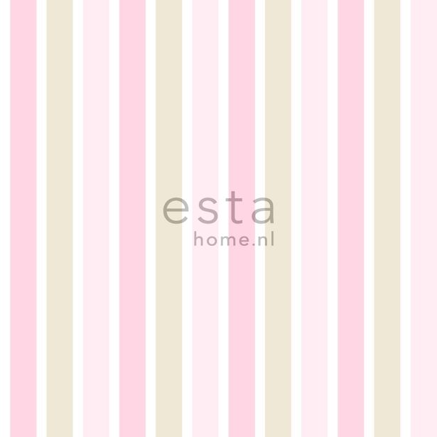 Tapetti Vertical Stripes 138701 0,53x10,05 m vaaleanpunainen, beige, valkoinen