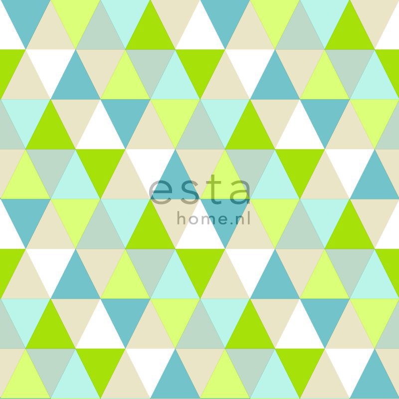 Tapetti Triangles 138713 0,53x10,05 m lime, turkoosi, beige