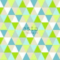 Tapetti Triangles 138713 0,53x10,05 m lime, turkoosi, beige