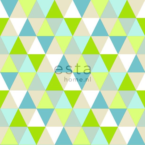 Tapetti Triangles 138713 0,53x10,05 m lime, turkoosi, beige