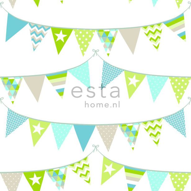 Tapetti Flags 138719 0,53x10,05 m turkoosi, limenvihreä