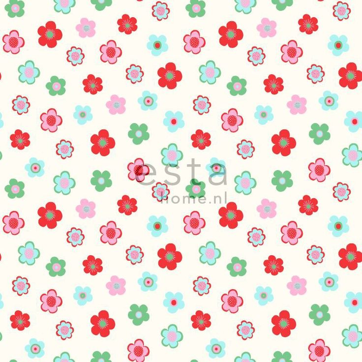 Lastenhuoneen tapetti Vintage Flowers 138726 0,53x10,05 m vaaleansininen, punainen, vihreä