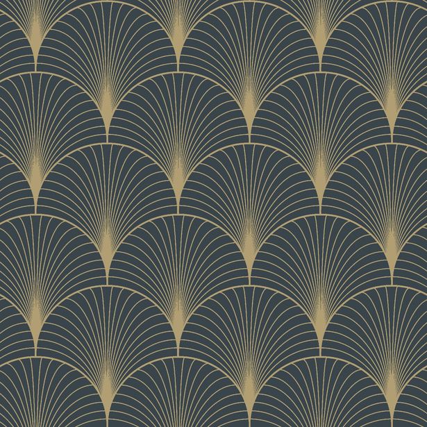 Tapetti Esta Art Deco 139231, 0.53x10.05m, non-woven, tummansininen
