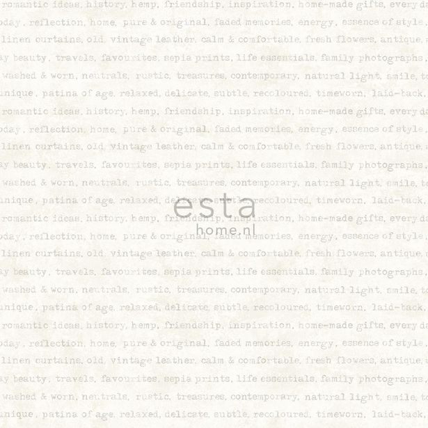 Tapetti Esta Text 148340, 0,53x10,05m, beige, valkoinen