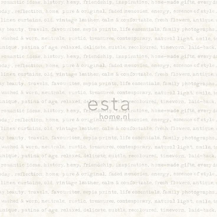Tapetti Esta Text 148340, 0,53x10,05m, beige, valkoinen