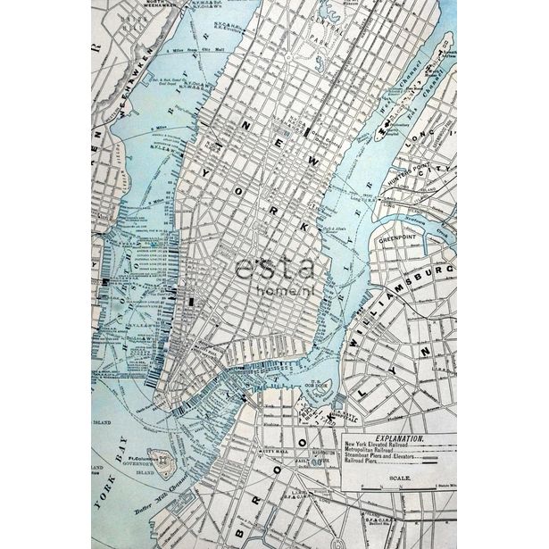 Paneelitapetti PhotowallXL Old Street Map NY 157702 1860x2790 mm