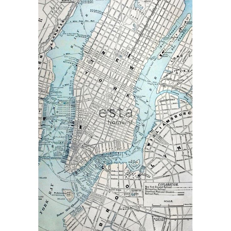 Paneelitapetti PhotowallXL Old Street Map NY 157702 1860x2790 mm