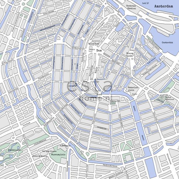 Paneelitapetti PhotowallXL Street Map Amsterdam 157712 2790x2790 mm
