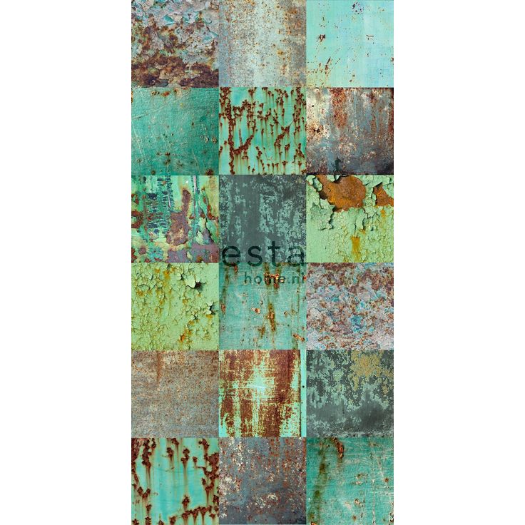 Tapetti WallpaperXXL Patchwork Weathered Emerald Green 158203, 46,5cm x 8,37m