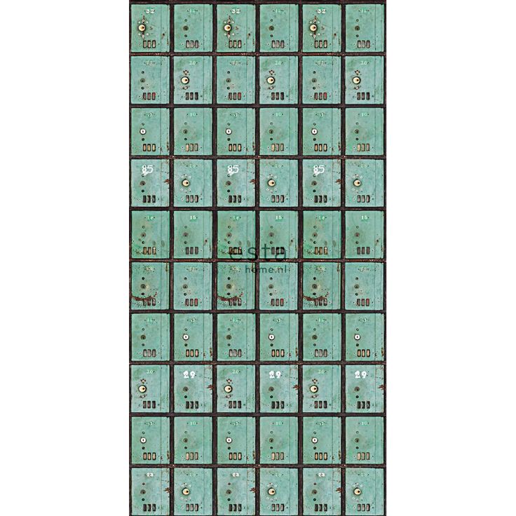 Tapetti WallpaperXXL Postboxes 158204, 46,5cm x 8,37m, vedenvihreä