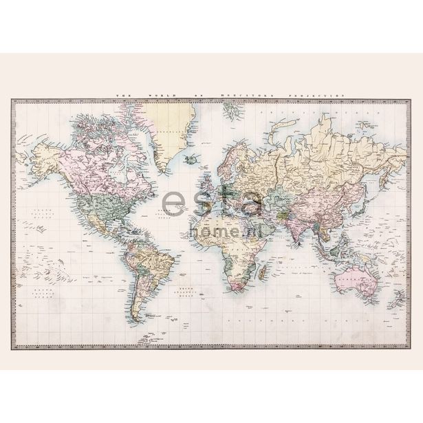 Paneelitapetti PhotowallXL Vintage Map of The World 158210, 3720x2790mm
