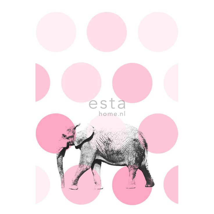Lastenhuoneen tapetti PhotowallXL Elephant 158708 1860x2790 mm vaaleanpunainen