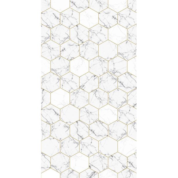 Paneelitapetti PhotowallXL Hexagon Motif, 1.50x2.79m, valkoinen