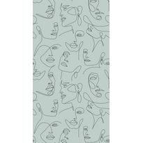 Paneelitapetti PhotowallXL Line Art Faces, 1.50x2.79m, vaaleanvihreä