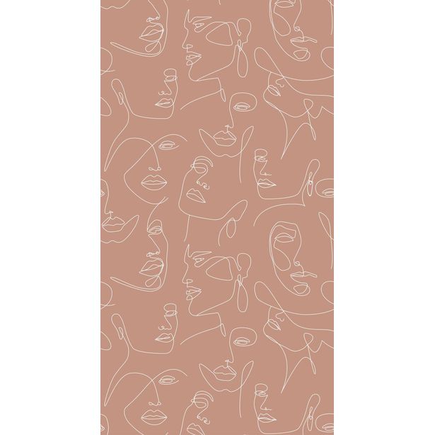 Paneelitapetti PhotowallXL Line Art Faces, 1.50x2.79m, ruskea