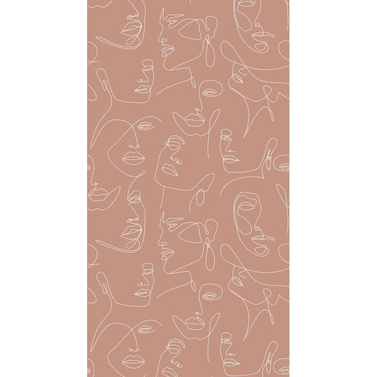 Paneelitapetti PhotowallXL Line Art Faces, 1.50x2.79m, ruskea