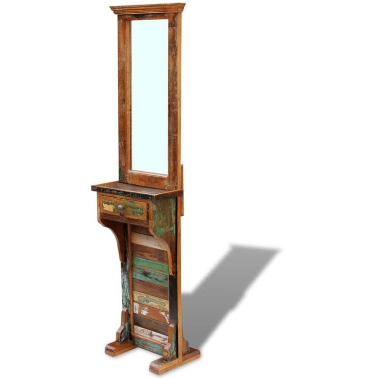 Eteisen peili täysi kunnostettu kierrätetty puu 47x23x180 cm_1