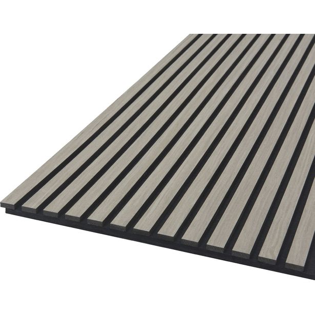 Akustiikkapaneeli Fibrotech Quanti, 18x520x2440mm, harmaa tammi