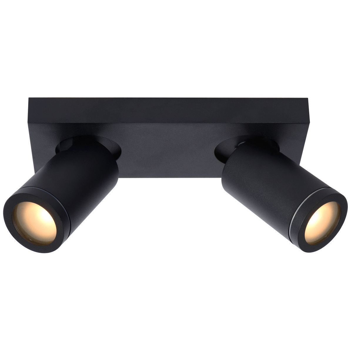 Kylpyhuoneen kattospottivalaisin Lucide Taylor, himmennettävä, 2xGU10 5W 2200K/3000K, IP44, musta