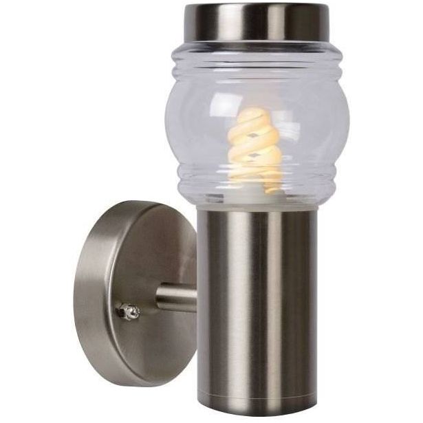 Seinävalaisin Lucide Mirane suora, 11W, 230V, IP44, Ø 90mm, mattakromi