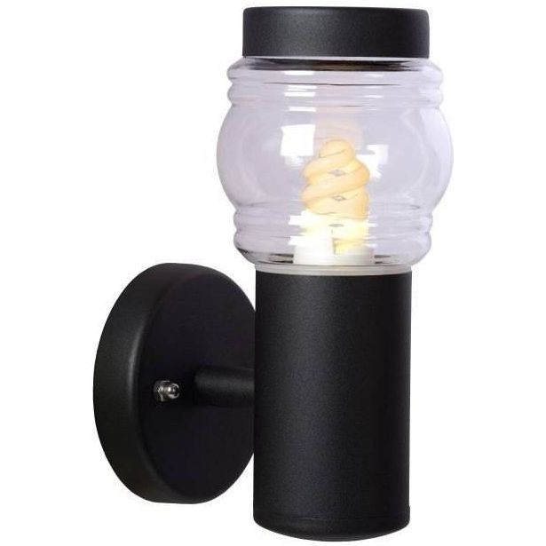 Seinävalaisin Lucide Mirane suora, 11W, 230V, IP44, Ø 90mm, musta