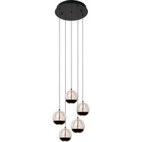 LED-riippuvalaisin Lucide Sentubal Ø35cm, 5xLED 5.2W 2700K, musta/kirkas