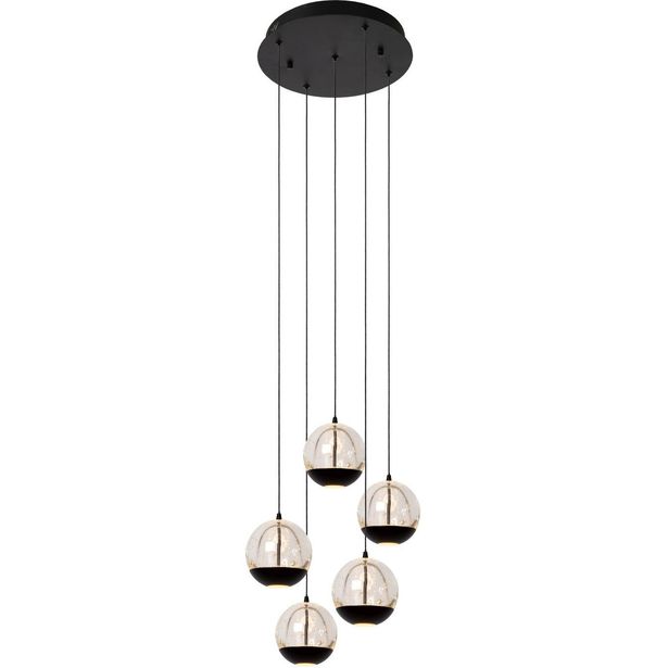 LED-riippuvalaisin Lucide Sentubal Ø35cm, 5xLED 5.2W 2700K, musta/kirkas