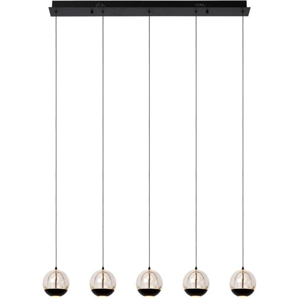 LED-riippuvalaisin Lucide Sentubal, 5xLED 5.3W 2700K, musta/kirkas