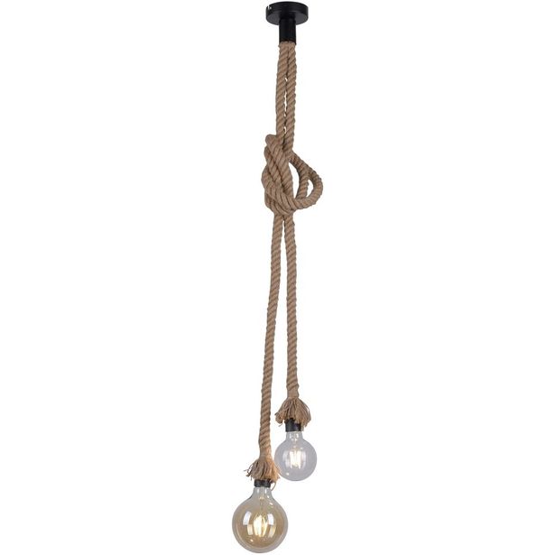 Riippuvalaisin, Leuchten Direkt Rope, 2xE27, Ø10cm, beige