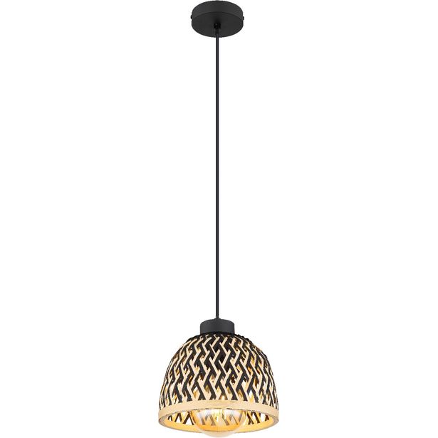 Riippuvalaisin Globo Colly 20cm, 1xE27, musta/luonnollinen