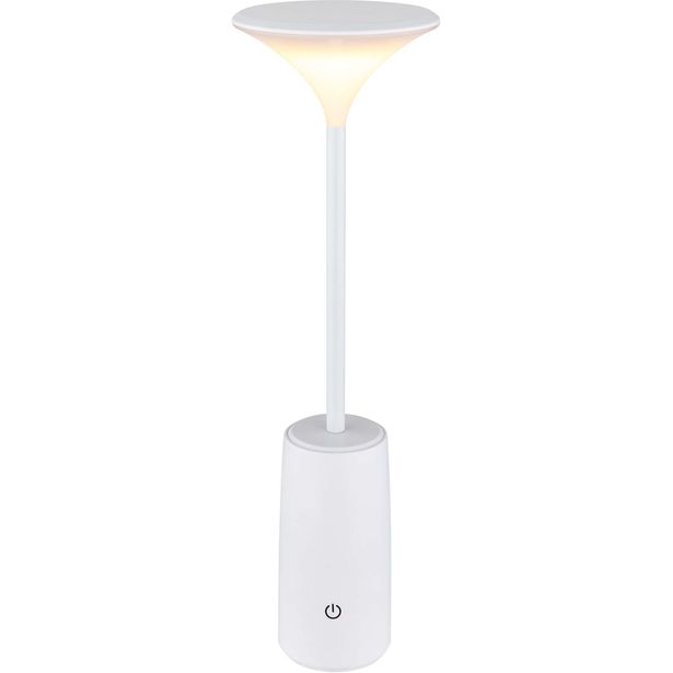 Pöytävalaisin Globo Quirin Ø10cm, 33.6cm, ladattava, valkoinen/opaali