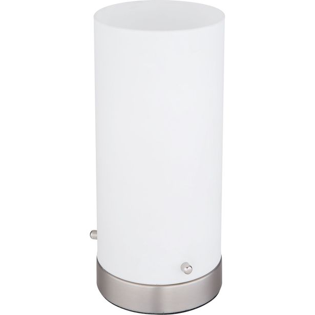 LED-pöytävalaisin Globo Cyli 24cm, 3000K, nikkeli/opaali