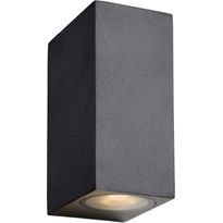 Ulkoseinävalaisin Lucide Zora LED kulmikas, GU10, 2x5W, IP44, musta