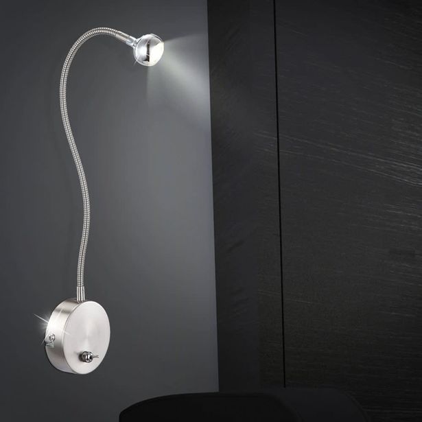 Seinävalaisin Globo Serpent LED, 3W, IP20, 520mm, metalli, harjattu teräs