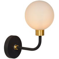 Kylpyhuoneen seinävalaisin Lucide Berend ylös-alas valo, 25.2cm, 1xG9, IP44, musta/opaali
