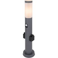 Ulkopylväsvalaisin Globo Boston liiketunnistimella ja 2 pistorasialla, IP44, 60cm, antrasiitti