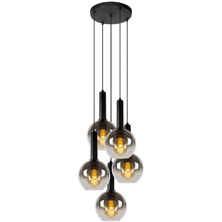 Riippuvalaisin Lucide Marius Ø55cm, 5xE27, musta/savu