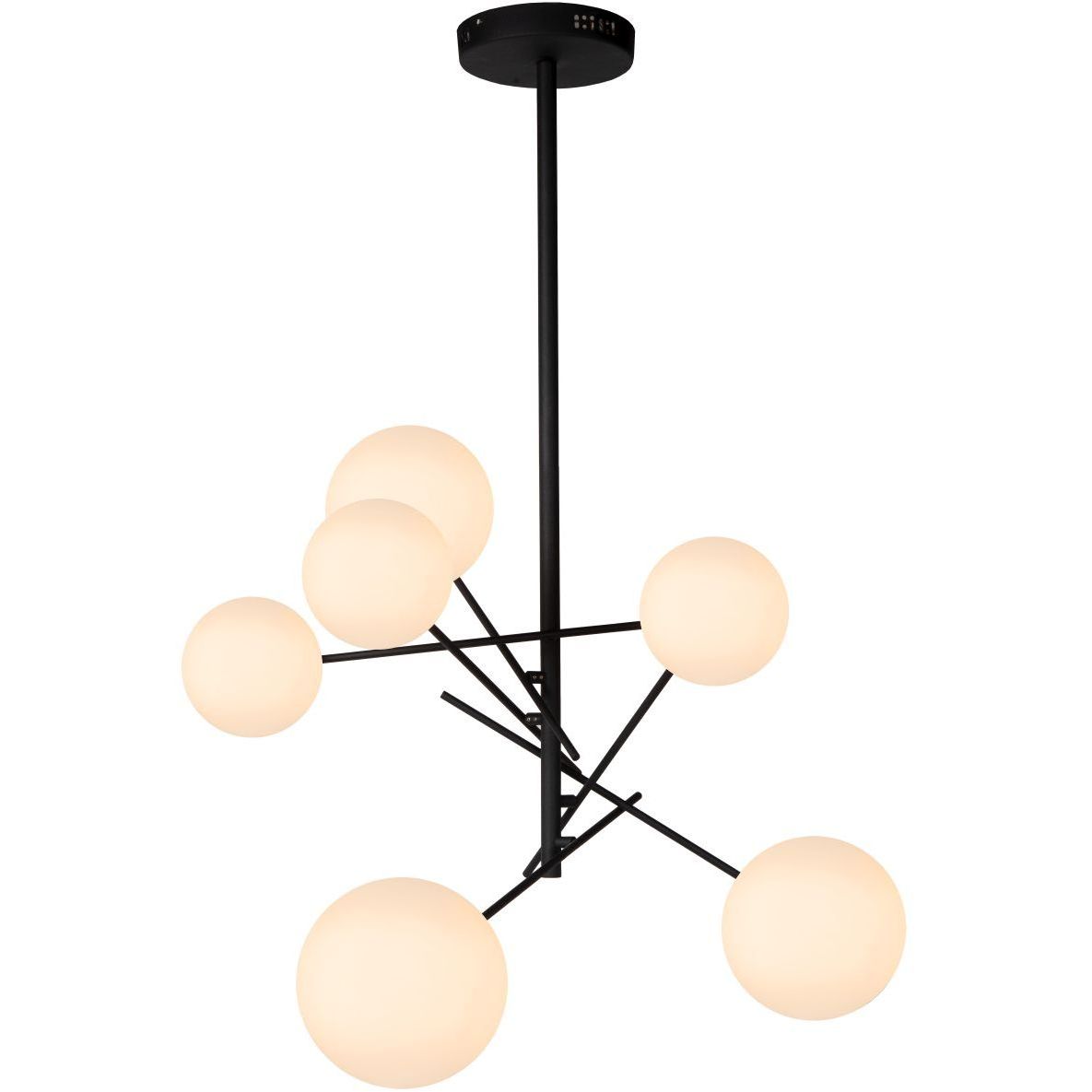LED-riippuvalaisin Lucide Alara Ø72cm, G4, 1.5W 2700K, musta/opaali