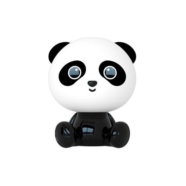 Lasten yöpöytävalaisin Lucide Dodo Panda, 1x3W, 3 StepDim, musta/valkoinen
