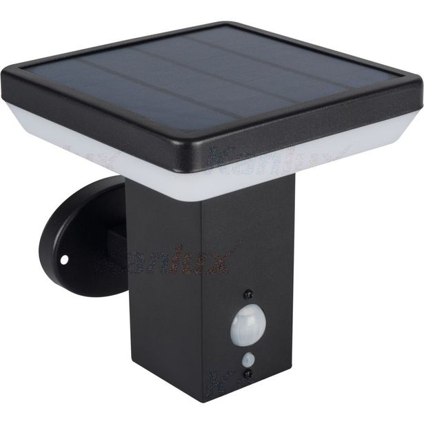 Ulkoseinävalaisin Kanlux Solca L, aurinkokennolla, 5W, IP44, musta